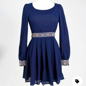 Royal Blue Long Sleeve Mini Dress